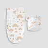 Baby Swaddle Blanket & Hat Set — 100% Cotton, Cartoon Print, 0-6M
