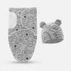 Baby Swaddle Blanket & Hat Set — 100% Cotton, Cartoon Print, 0-6M