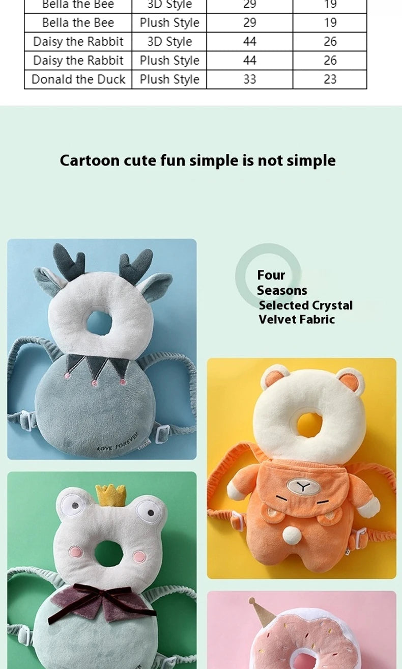 Baby Head Protector Backpack — Cartoon Anti-Fall Cushion for 0-3 Years