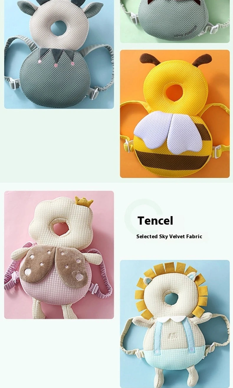Baby Head Protector Backpack — Cartoon Anti-Fall Cushion for 0-3 Years