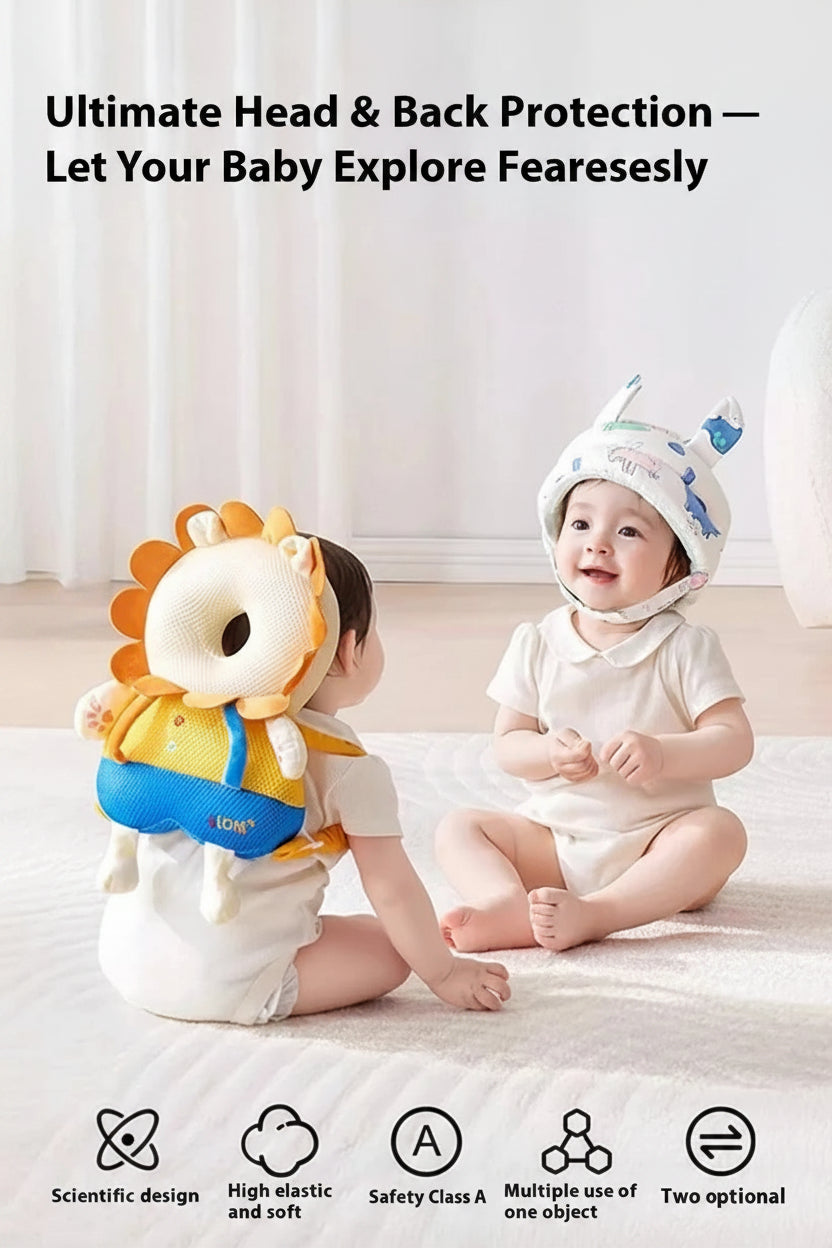 Baby Head Protector Backpack — Cartoon Anti-Fall Cushion for 0-3 Years