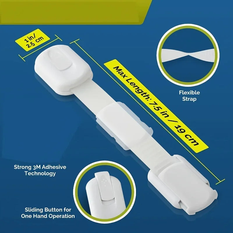 Verrous de sécurité pour bébé avec adhésif 3M - Verrous sans perçage pour armoires et tiroirs (paquet de 5 ou 10)