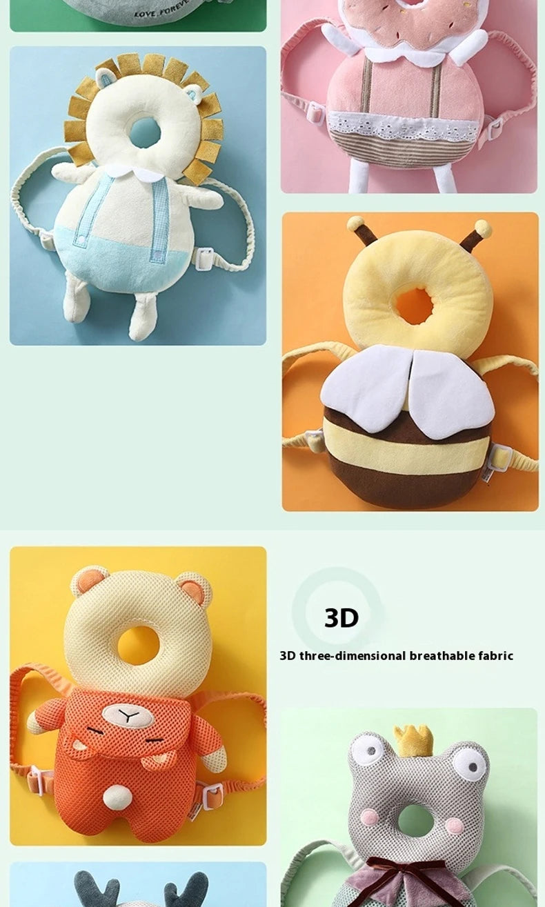 Baby Head Protector Backpack — Cartoon Anti-Fall Cushion for 0-3 Years