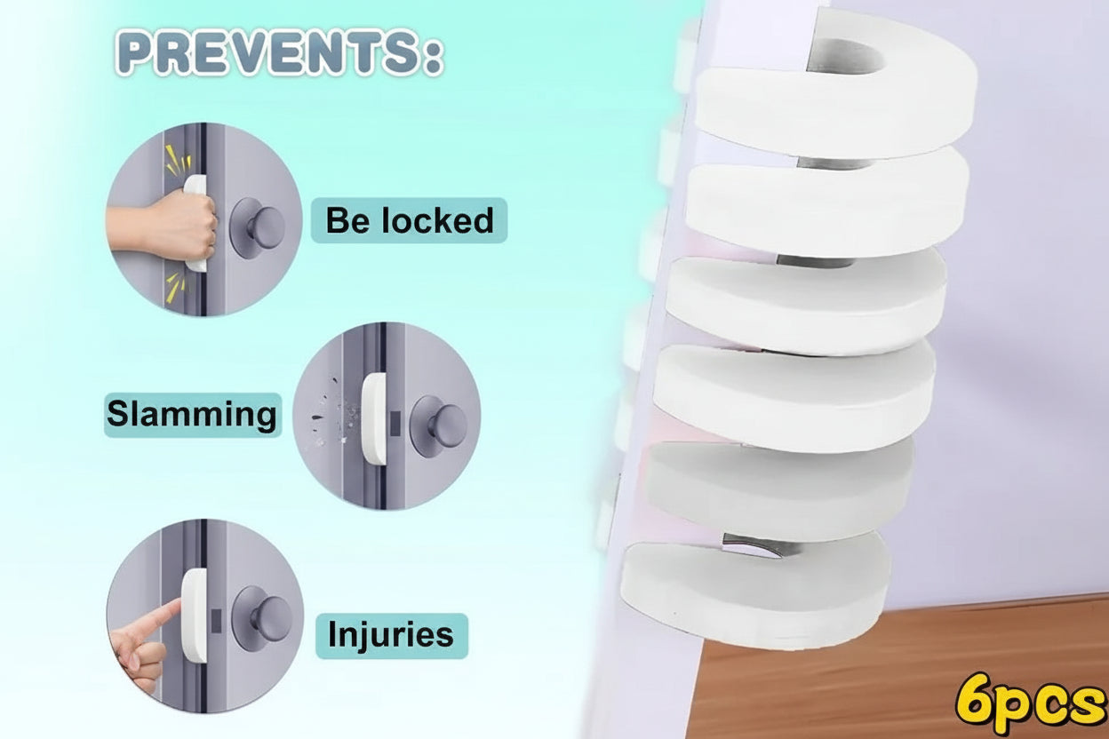 Butoirs de porte de sécurité pour bébé - Lot de 6 protections anti-pincement des doigts