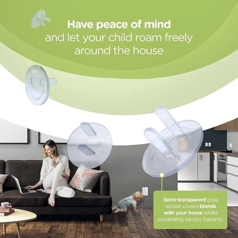 Lot de 10 cache-prises transparents pour la sécurité des bébés : protections en plastique pour prises électriques murales.