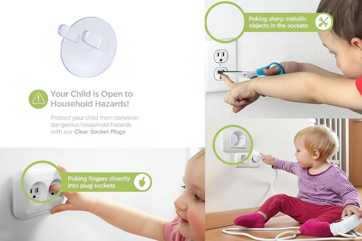 Lot de 10 cache-prises transparents pour la sécurité des bébés : protections en plastique pour prises électriques murales.
